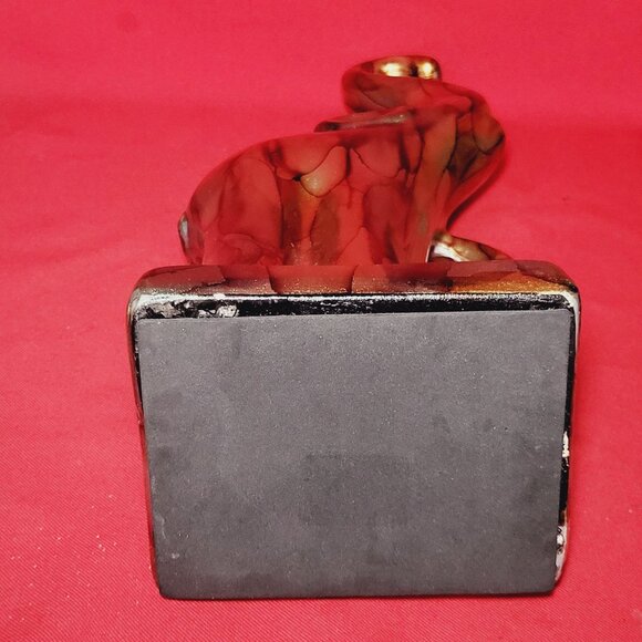 Gold Glazed Elephant Mom Baby Figurine Sculpture Long Legs Free Standing Statue - Picture 5 of 13